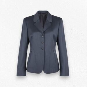 Vintage 80s Albert Nipon Charcoal Gray Wool Tailored Blazer Jacket Size 10